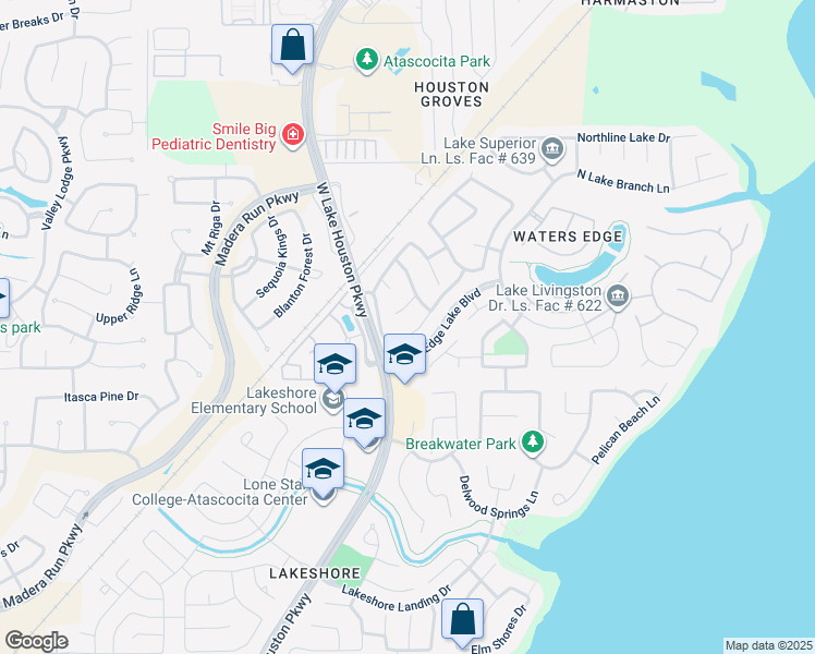 map of restaurants, bars, coffee shops, grocery stores, and more near 13311 Lake Chesdin Road in Houston
