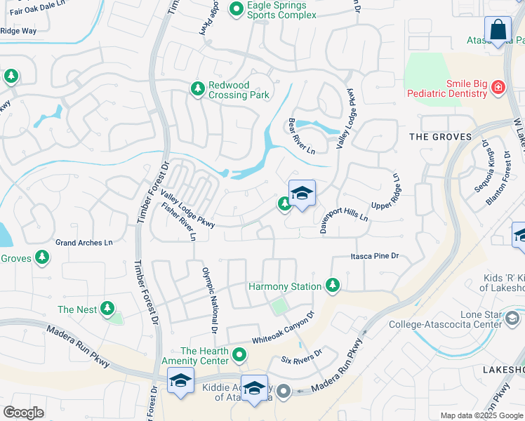 map of restaurants, bars, coffee shops, grocery stores, and more near 12818 Bedell Bridge Lane in Humble
