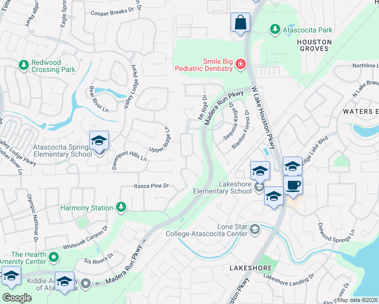 map of restaurants, bars, coffee shops, grocery stores, and more near 17203 Sages Ravine Drive in Humble
