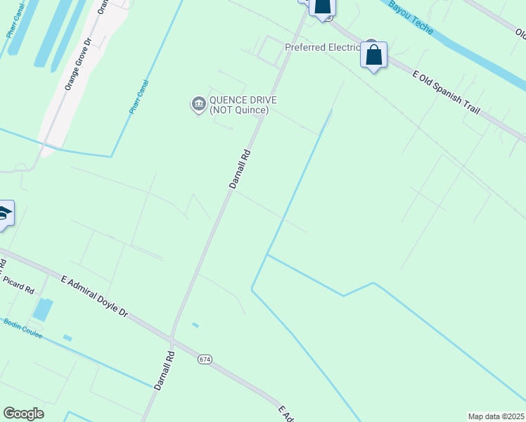 map of restaurants, bars, coffee shops, grocery stores, and more near 4804 Autumn Lane in Jeanerette