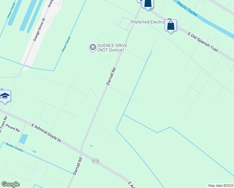 map of restaurants, bars, coffee shops, grocery stores, and more near 4804 Autumn Lane in Jeanerette