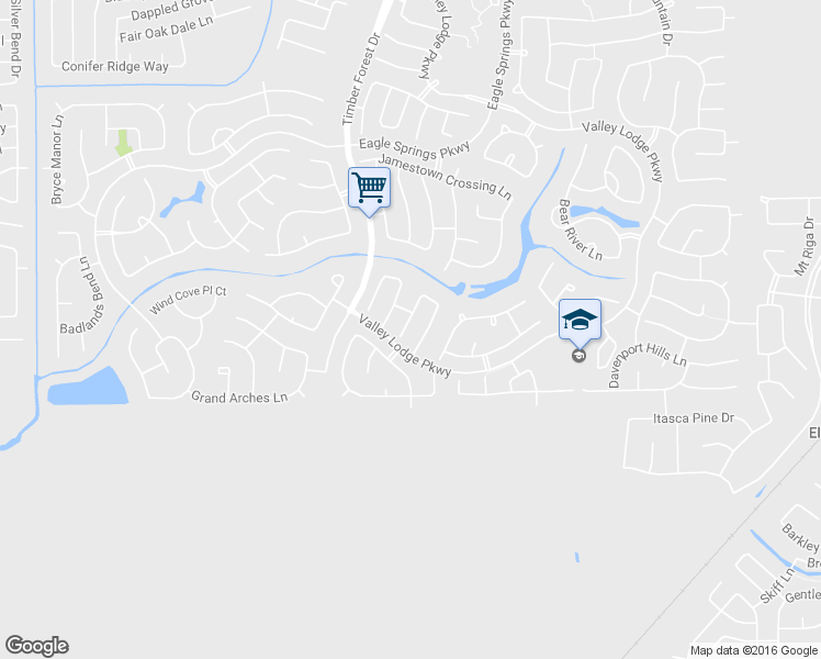 map of restaurants, bars, coffee shops, grocery stores, and more near 17214 Mitchell Pass Lane in Humble