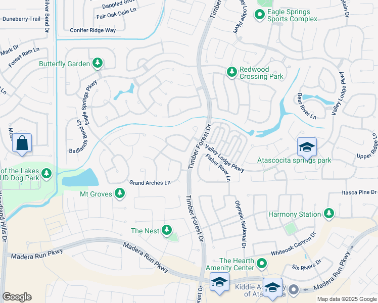 map of restaurants, bars, coffee shops, grocery stores, and more near 17038 Stones River Lane in Humble