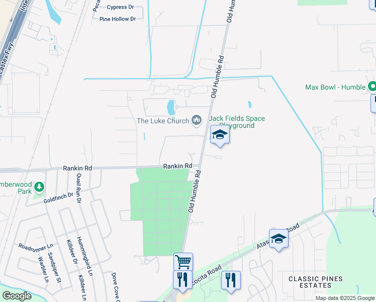 map of restaurants, bars, coffee shops, grocery stores, and more near 8137 Rankin Road in Humble