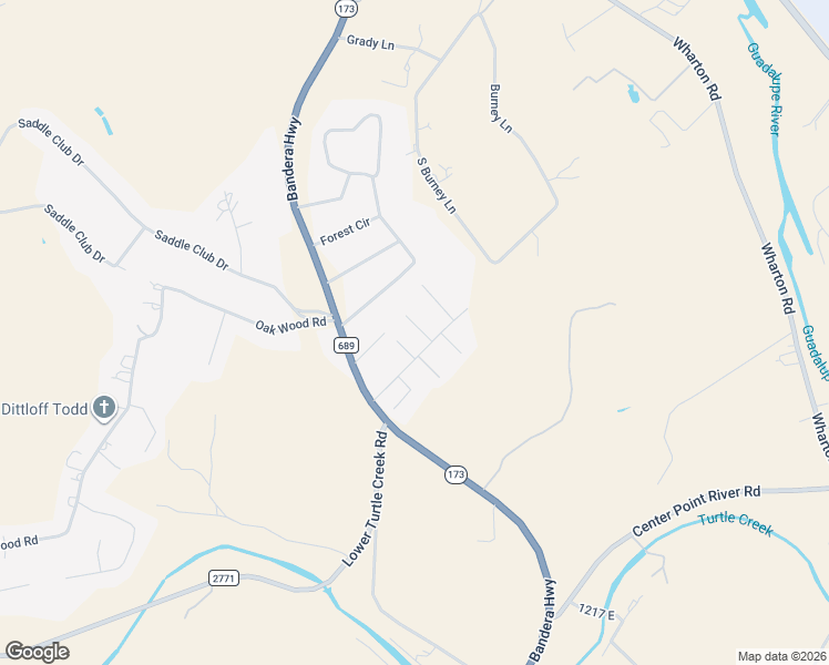 map of restaurants, bars, coffee shops, grocery stores, and more near 107 Birdo Boulevard in Kerrville