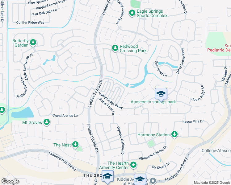 map of restaurants, bars, coffee shops, grocery stores, and more near 17234 Mitchell Pass Lane in Humble
