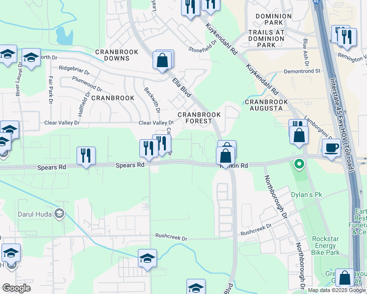 map of restaurants, bars, coffee shops, grocery stores, and more near 900 West Rankin Road in Houston