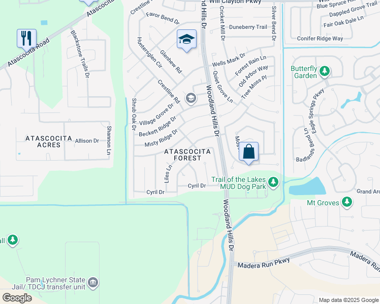 map of restaurants, bars, coffee shops, grocery stores, and more near 3734 Liles Lane in Humble