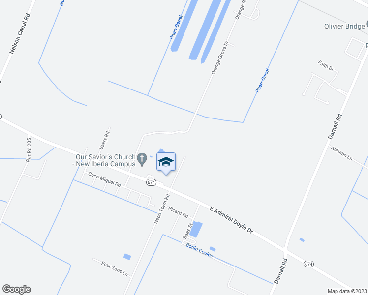 map of restaurants, bars, coffee shops, grocery stores, and more near 1019 Orange Grove Drive in New Iberia