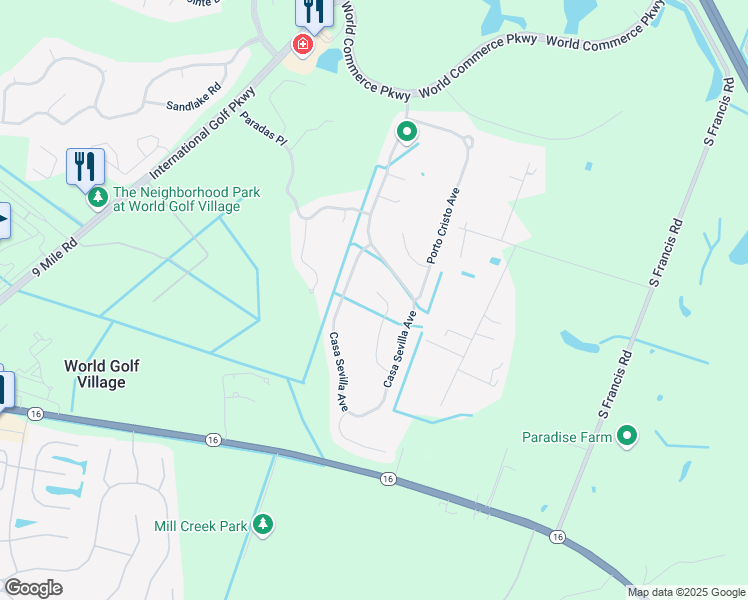 map of restaurants, bars, coffee shops, grocery stores, and more near 1081 Santa Cruz Street in St. Augustine