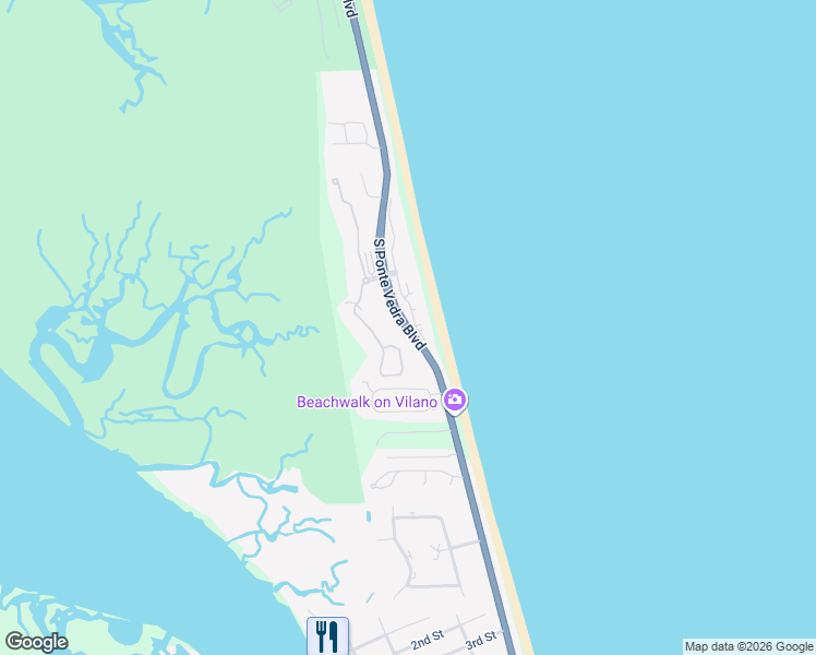 map of restaurants, bars, coffee shops, grocery stores, and more near 3192 Rte A1A in St Johns
