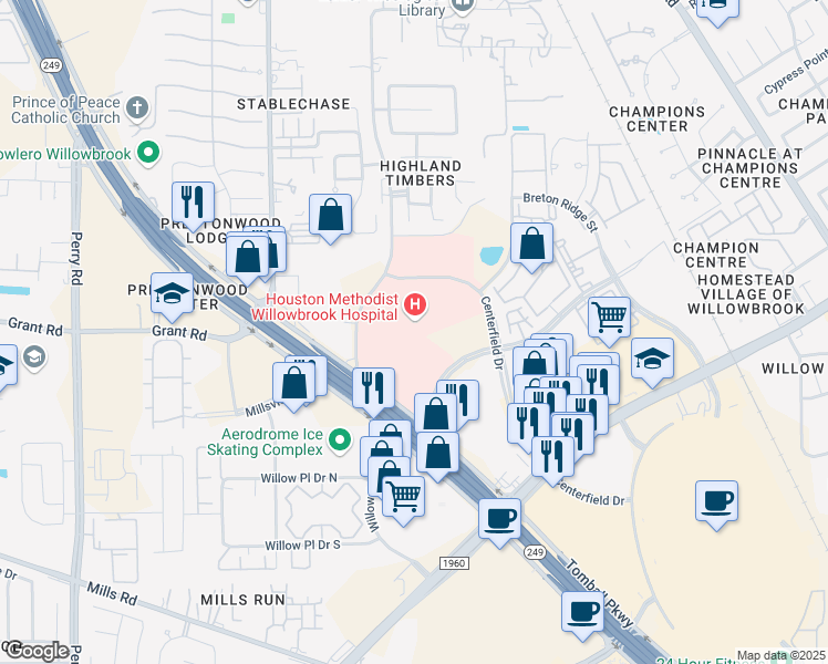 map of restaurants, bars, coffee shops, grocery stores, and more near 13300 Hargrave Rd in Houston