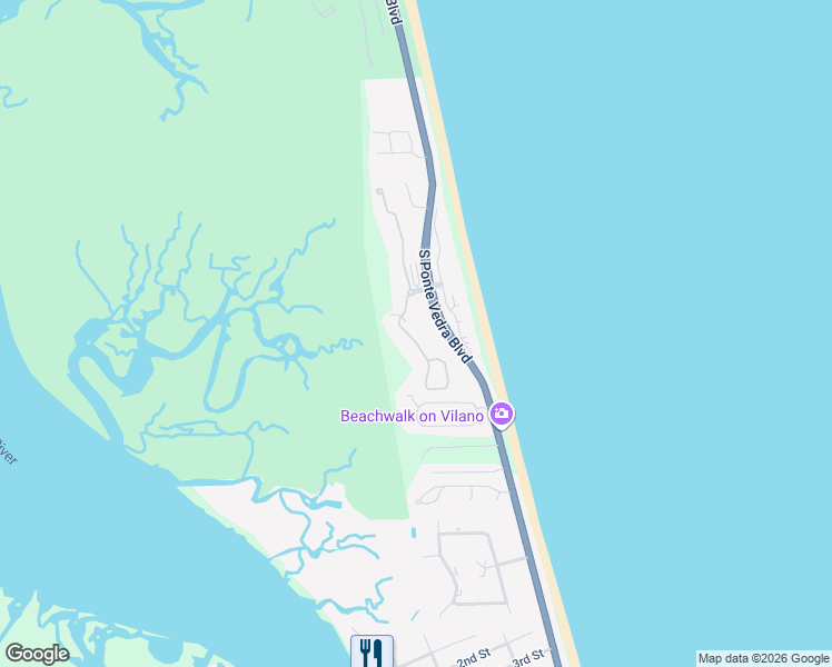 map of restaurants, bars, coffee shops, grocery stores, and more near 3174-3192 A1A in St. Johns