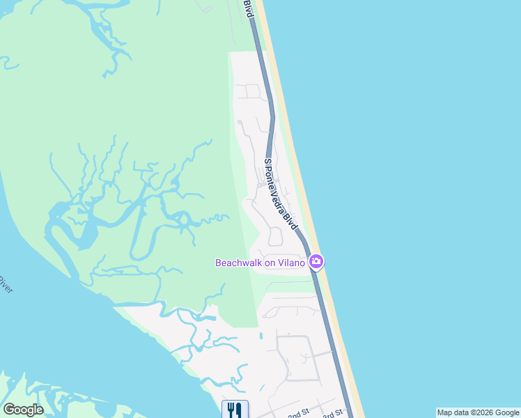 map of restaurants, bars, coffee shops, grocery stores, and more near 215 South Ocean Grande Drive in Ponte Vedra Beach