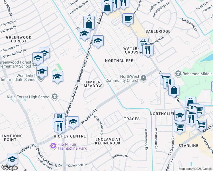 map of restaurants, bars, coffee shops, grocery stores, and more near 4019 Swinden Drive in Houston