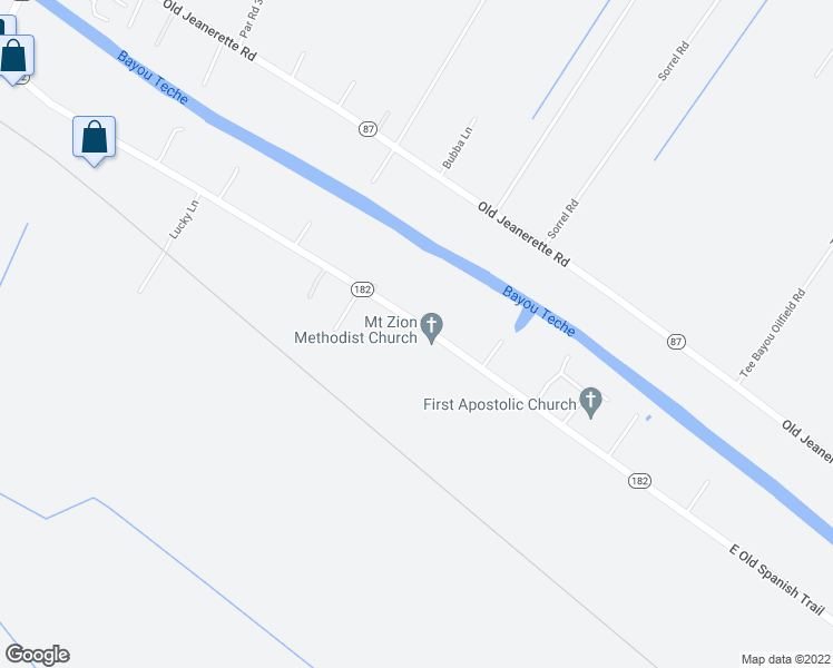 map of restaurants, bars, coffee shops, grocery stores, and more near 5604 East Old Spanish Trail in Jeanerette