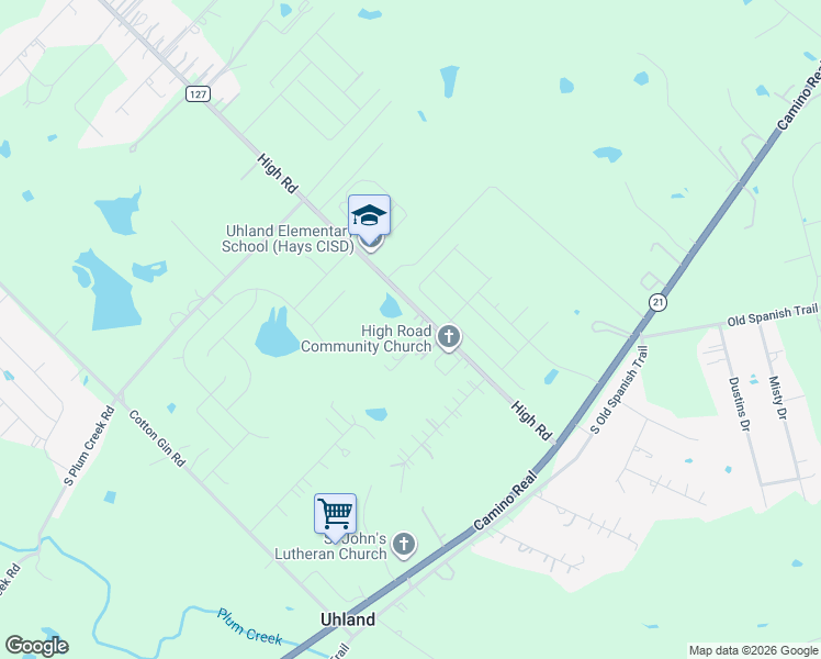 map of restaurants, bars, coffee shops, grocery stores, and more near 2404 High Road in Kyle