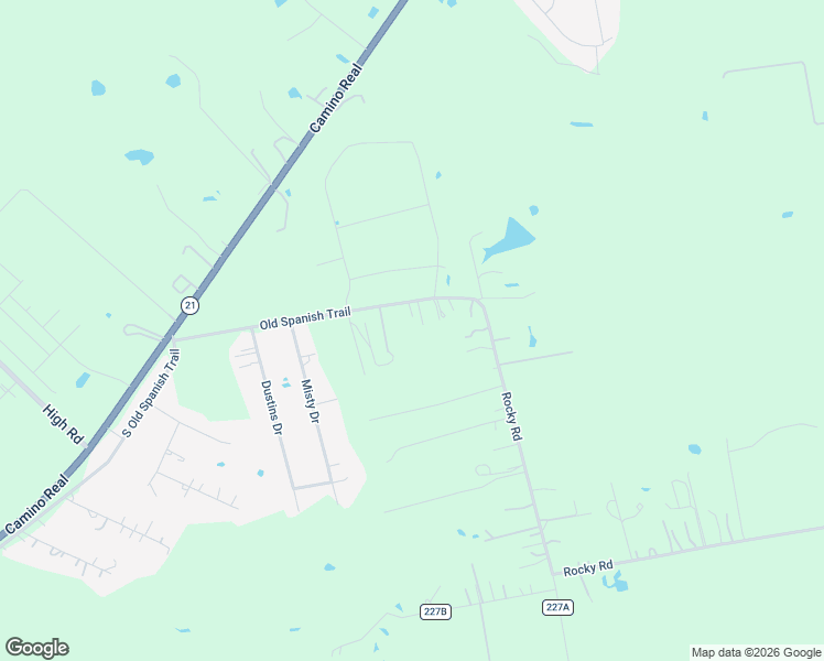 map of restaurants, bars, coffee shops, grocery stores, and more near 2445 Rocky Road in Uhland