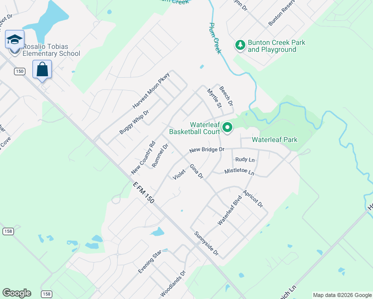 map of restaurants, bars, coffee shops, grocery stores, and more near 222 Tower Drive in Kyle