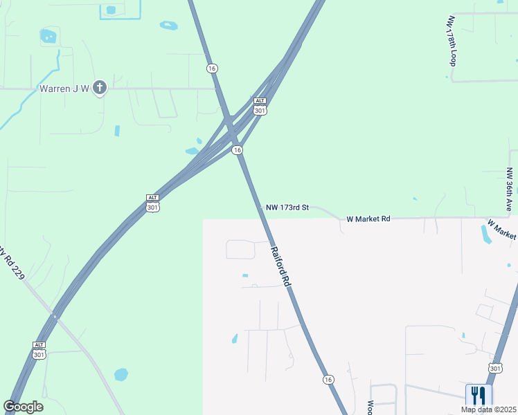 map of restaurants, bars, coffee shops, grocery stores, and more near 17339 Florida 16 in Starke