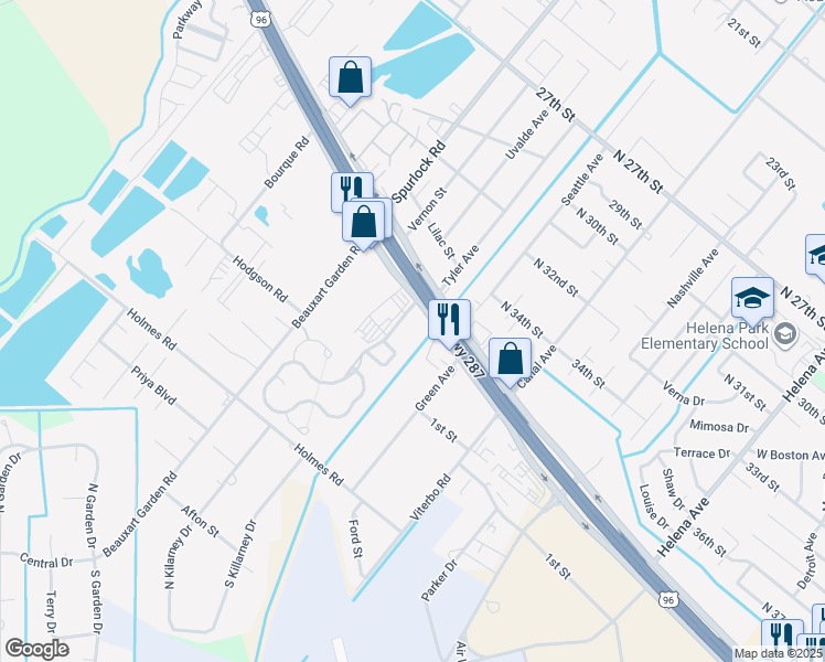 map of restaurants, bars, coffee shops, grocery stores, and more near 2125 U.S. 69 in Nederland