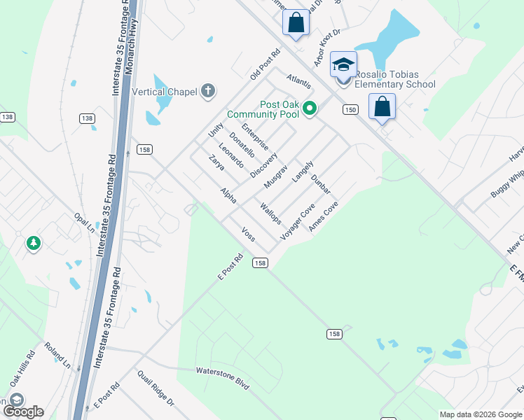 map of restaurants, bars, coffee shops, grocery stores, and more near 209 Wallops in Kyle