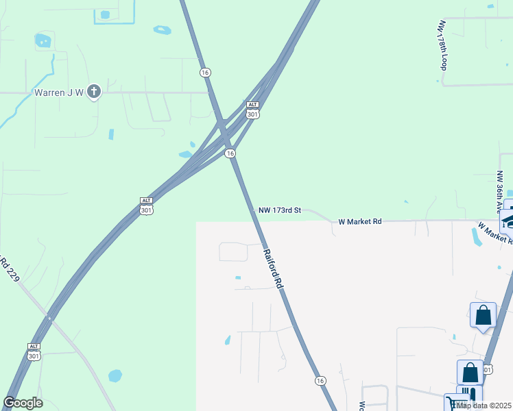 map of restaurants, bars, coffee shops, grocery stores, and more near 17339 Florida 16 in Starke