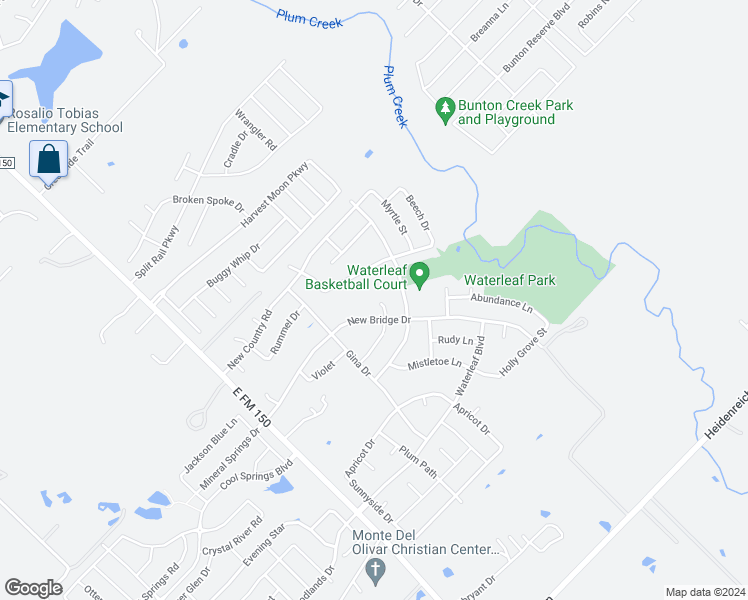 map of restaurants, bars, coffee shops, grocery stores, and more near 311 Cushman Drive in Kyle