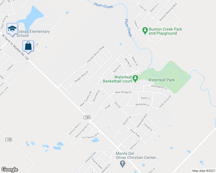 map of restaurants, bars, coffee shops, grocery stores, and more near 222 Tower Drive in Kyle