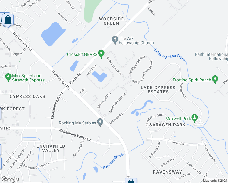 map of restaurants, bars, coffee shops, grocery stores, and more near 13717 Barrow Cliff Lane in Cypress