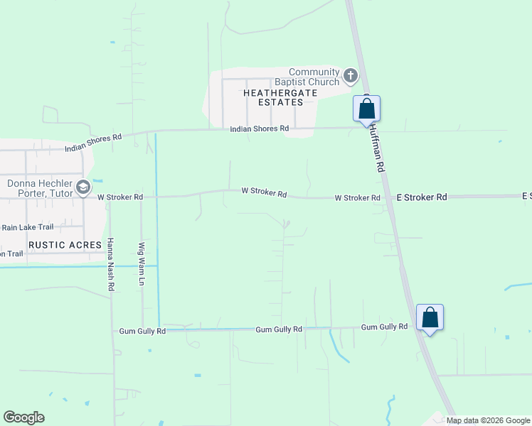 map of restaurants, bars, coffee shops, grocery stores, and more near 515 N Gum Gully Rd in Crosby