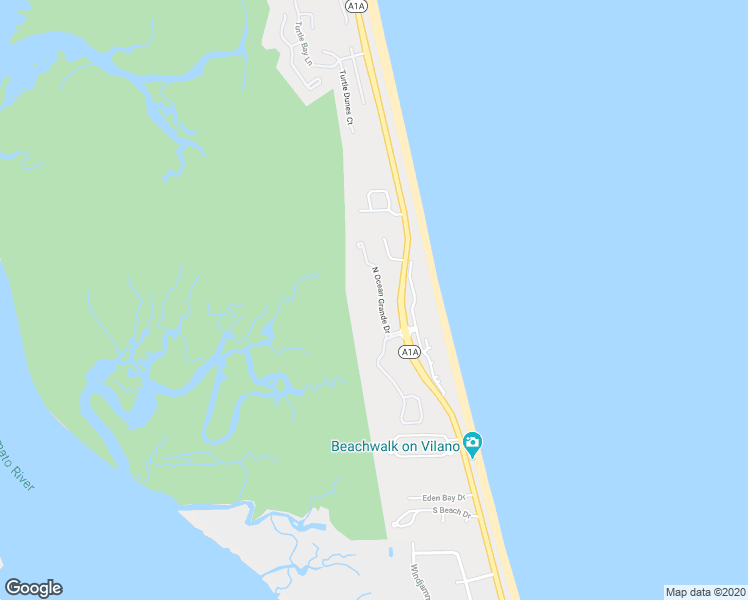 map of restaurants, bars, coffee shops, grocery stores, and more near 425 North Ocean Grande Drive in Ponte Vedra Beach