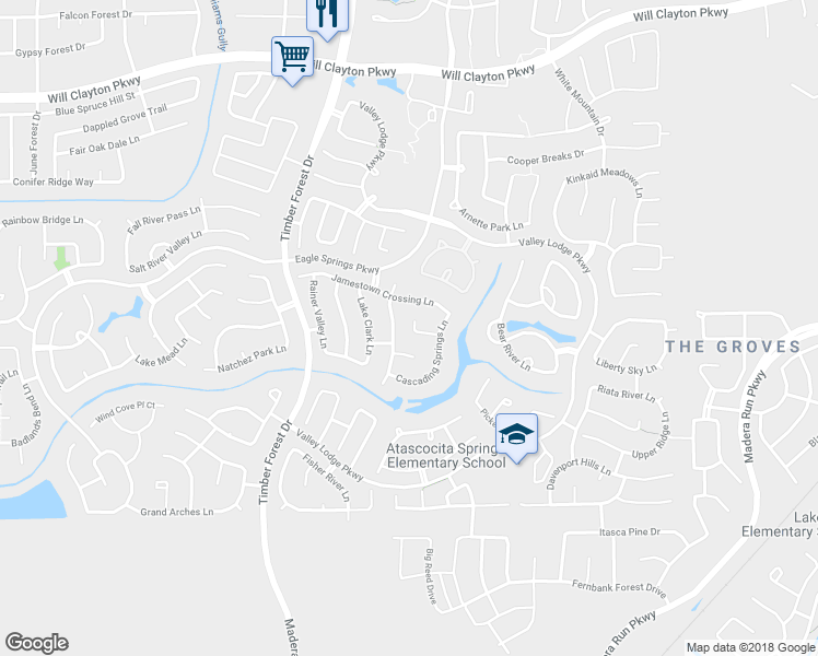 map of restaurants, bars, coffee shops, grocery stores, and more near 12614 Alsea Bay Court in Humble