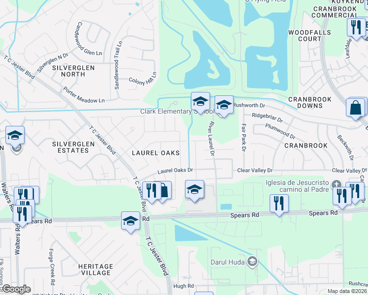 map of restaurants, bars, coffee shops, grocery stores, and more near 12511 Berry Laurel Ln in Houston