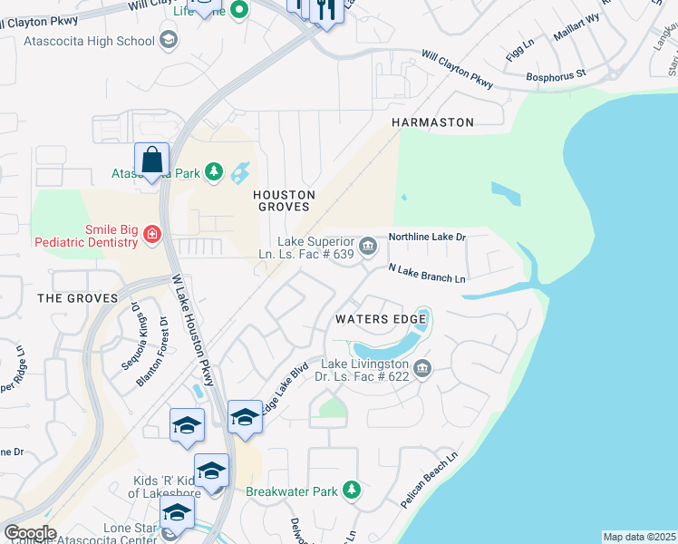 map of restaurants, bars, coffee shops, grocery stores, and more near 13427 Hartland Lake Lane in Houston