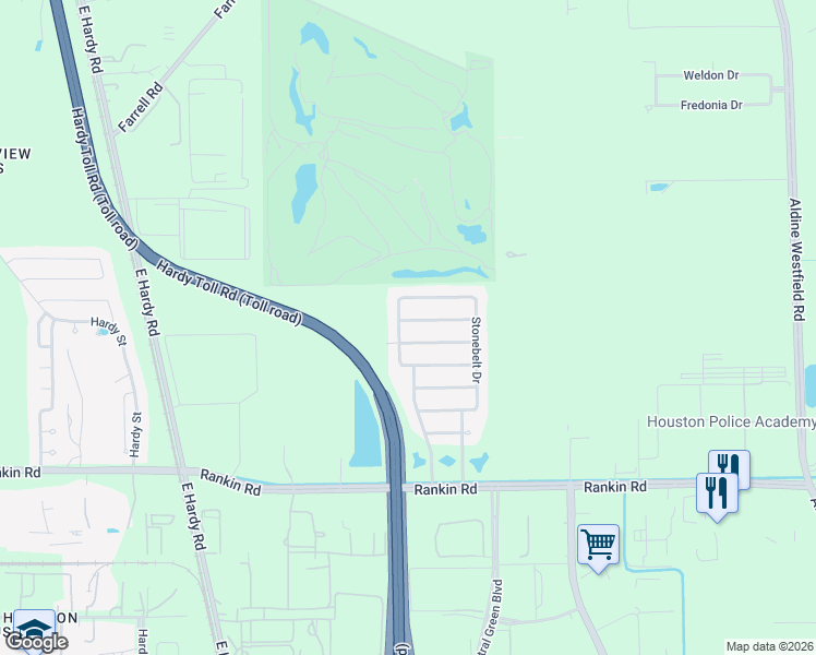 map of restaurants, bars, coffee shops, grocery stores, and more near 1430 Lochstone Drive in Houston