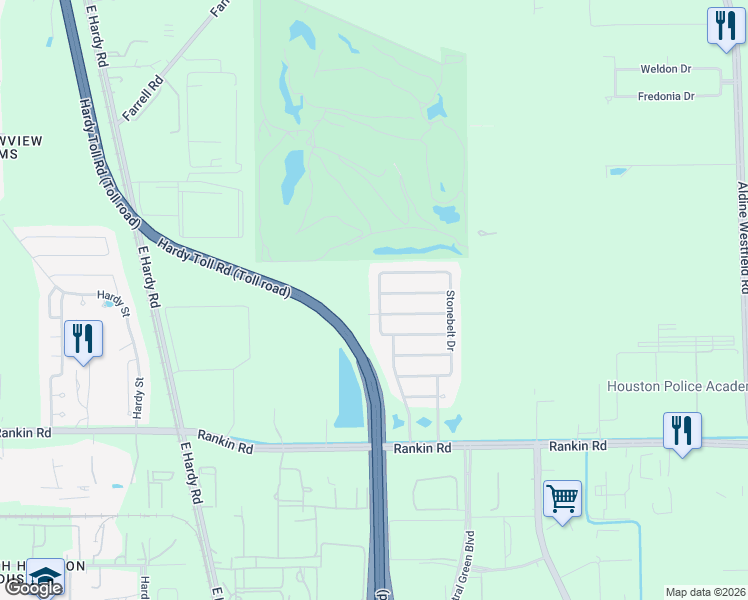 map of restaurants, bars, coffee shops, grocery stores, and more near 17533 Sterling Stone Drive in Houston