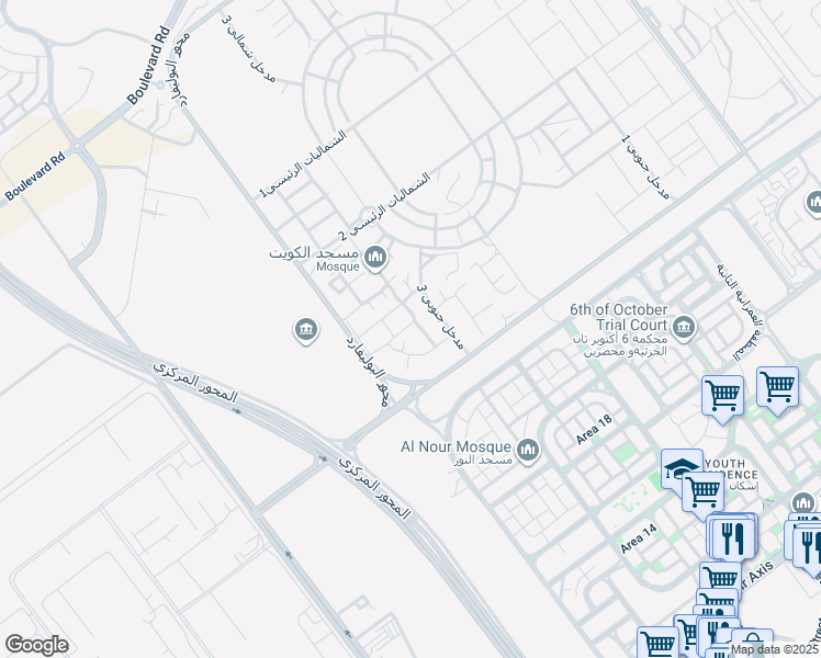 map of restaurants, bars, coffee shops, grocery stores, and more near داخل الشماليات in 6th of October City (2)