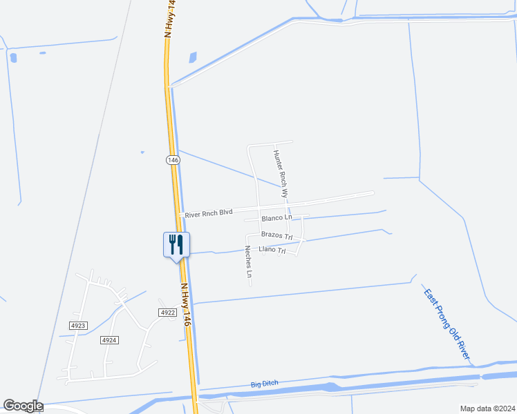 map of restaurants, bars, coffee shops, grocery stores, and more near River Ranch Boulevard in Dayton