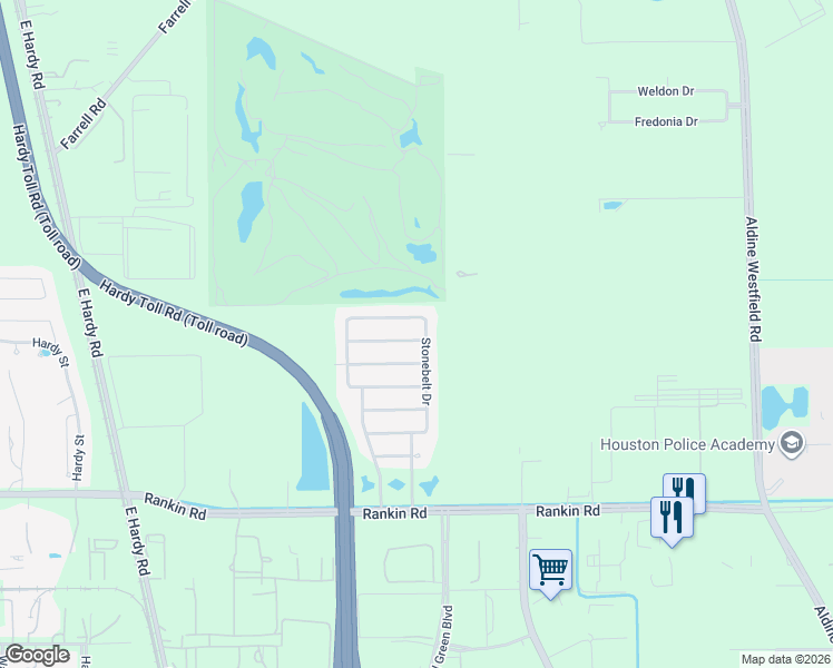 map of restaurants, bars, coffee shops, grocery stores, and more near 1522 Lochstone Drive in Houston