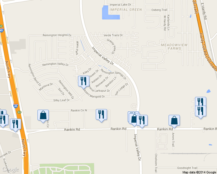 map of restaurants, bars, coffee shops, grocery stores, and more near 738 Bandon Lane in Houston