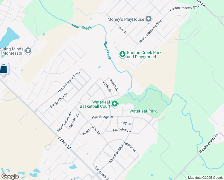 map of restaurants, bars, coffee shops, grocery stores, and more near 170 Myrtle Street in Kyle