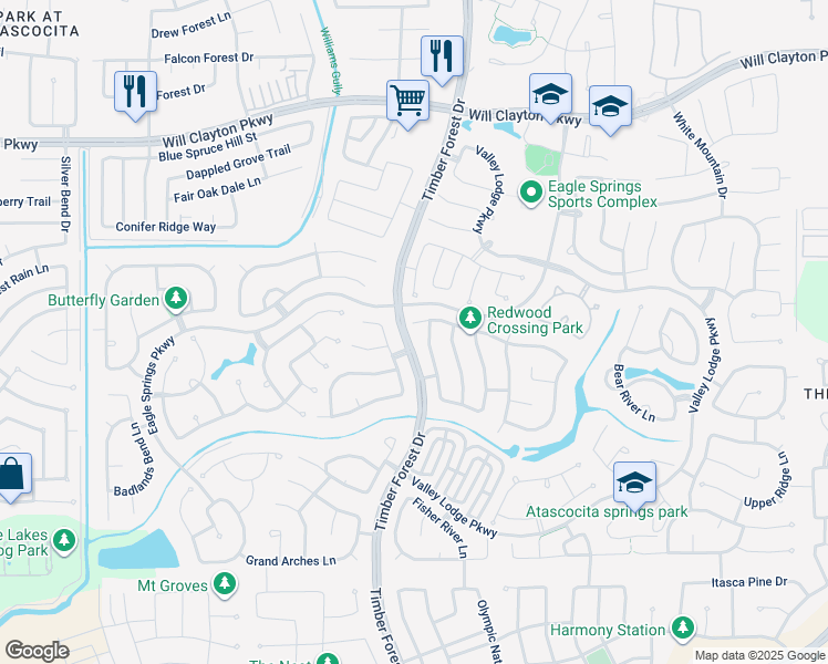 map of restaurants, bars, coffee shops, grocery stores, and more near 12402 Jamestown Crossing Lane in Humble