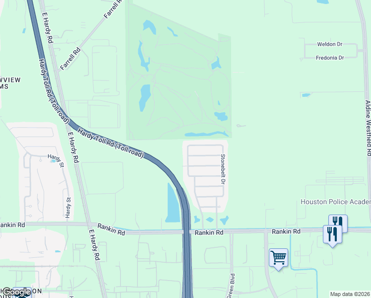 map of restaurants, bars, coffee shops, grocery stores, and more near 17533 Sterling Stone Drive in Houston