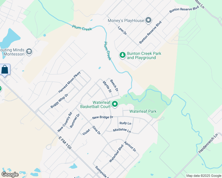 map of restaurants, bars, coffee shops, grocery stores, and more near 170 Myrtle Street in Kyle