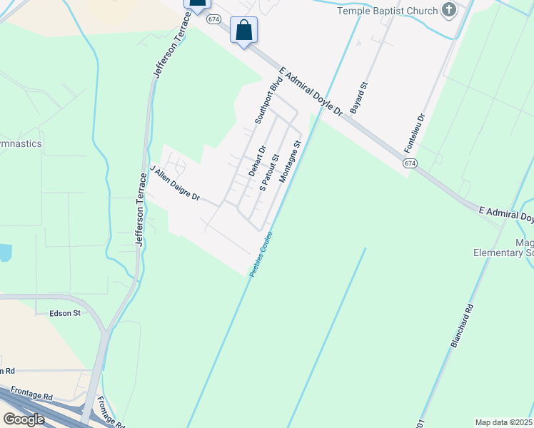 map of restaurants, bars, coffee shops, grocery stores, and more near 1538a Montagne Street in New Iberia