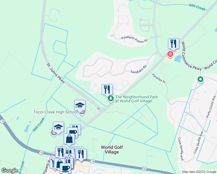 map of restaurants, bars, coffee shops, grocery stores, and more near 155 Legendary Drive in St. Augustine