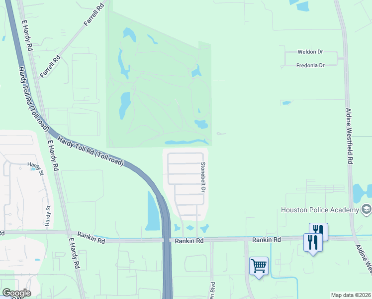 map of restaurants, bars, coffee shops, grocery stores, and more near 1430 Lochstone Drive in Houston