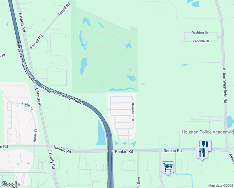 map of restaurants, bars, coffee shops, grocery stores, and more near 1430 Lochstone Drive in Houston