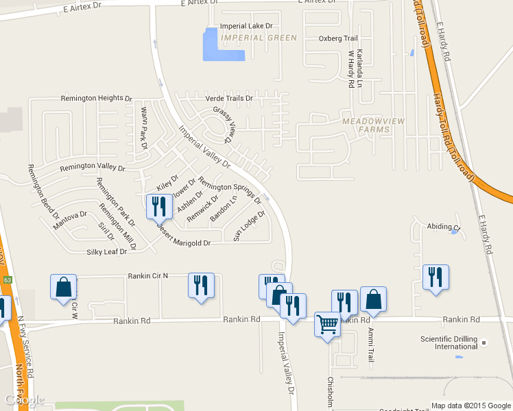 map of restaurants, bars, coffee shops, grocery stores, and more near 803 Sun Lodge Drive in Houston